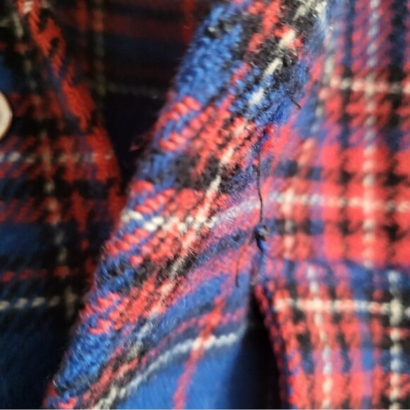 1950s Great Western All Wool Plaid Button Up Long Sleeve Shirt Size 14.5 FLAWS - Picture 14 of 14